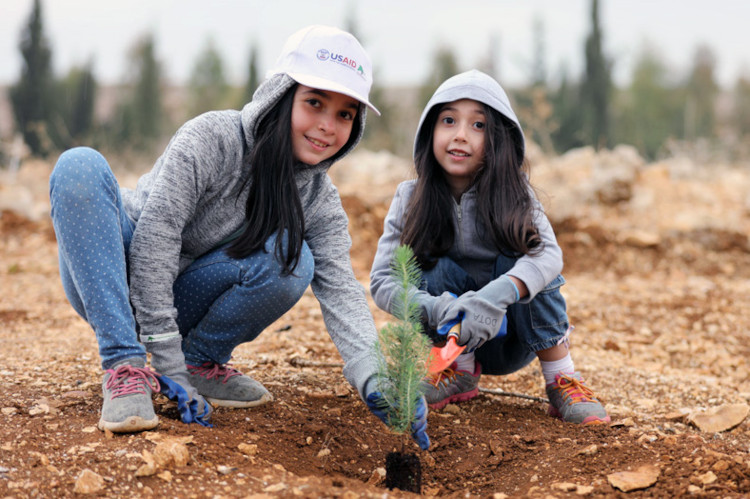 Lebanese Children planting trees