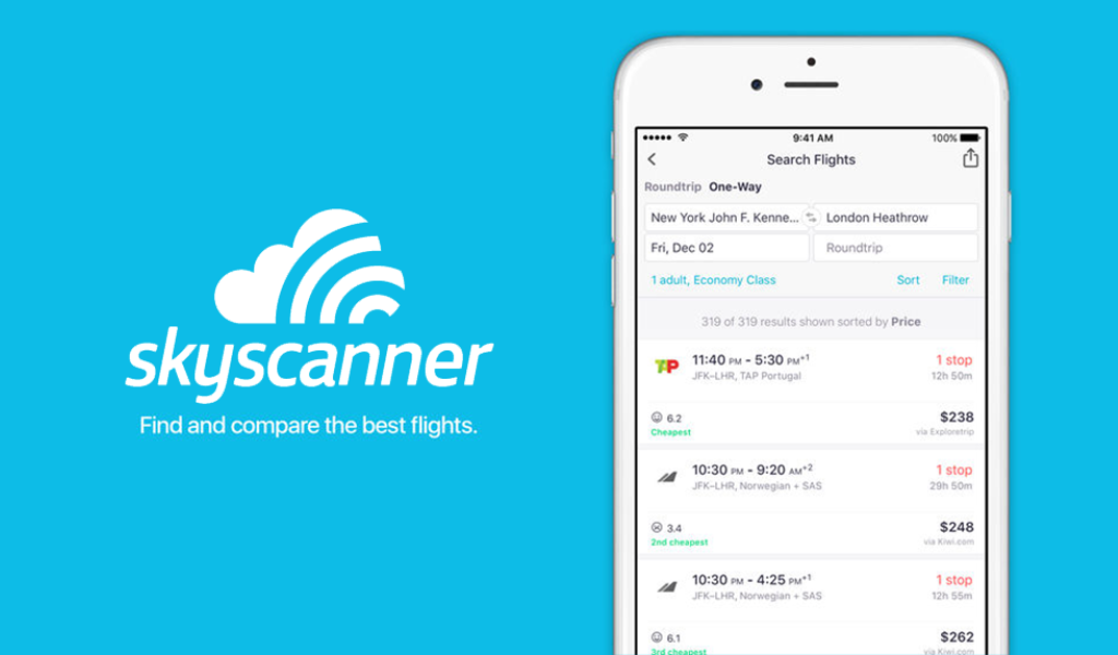 top 10 flight booking apps: skyscanner