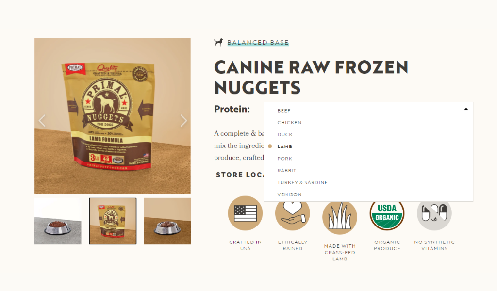 Primal Pet Food Canine Raw Frozen Nuggets