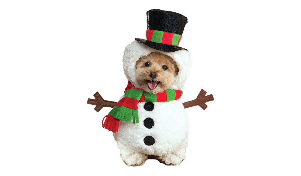 Dog Christmas Costumes walking snowman