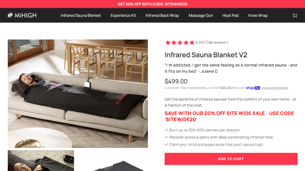 mihigh sauna blanket price