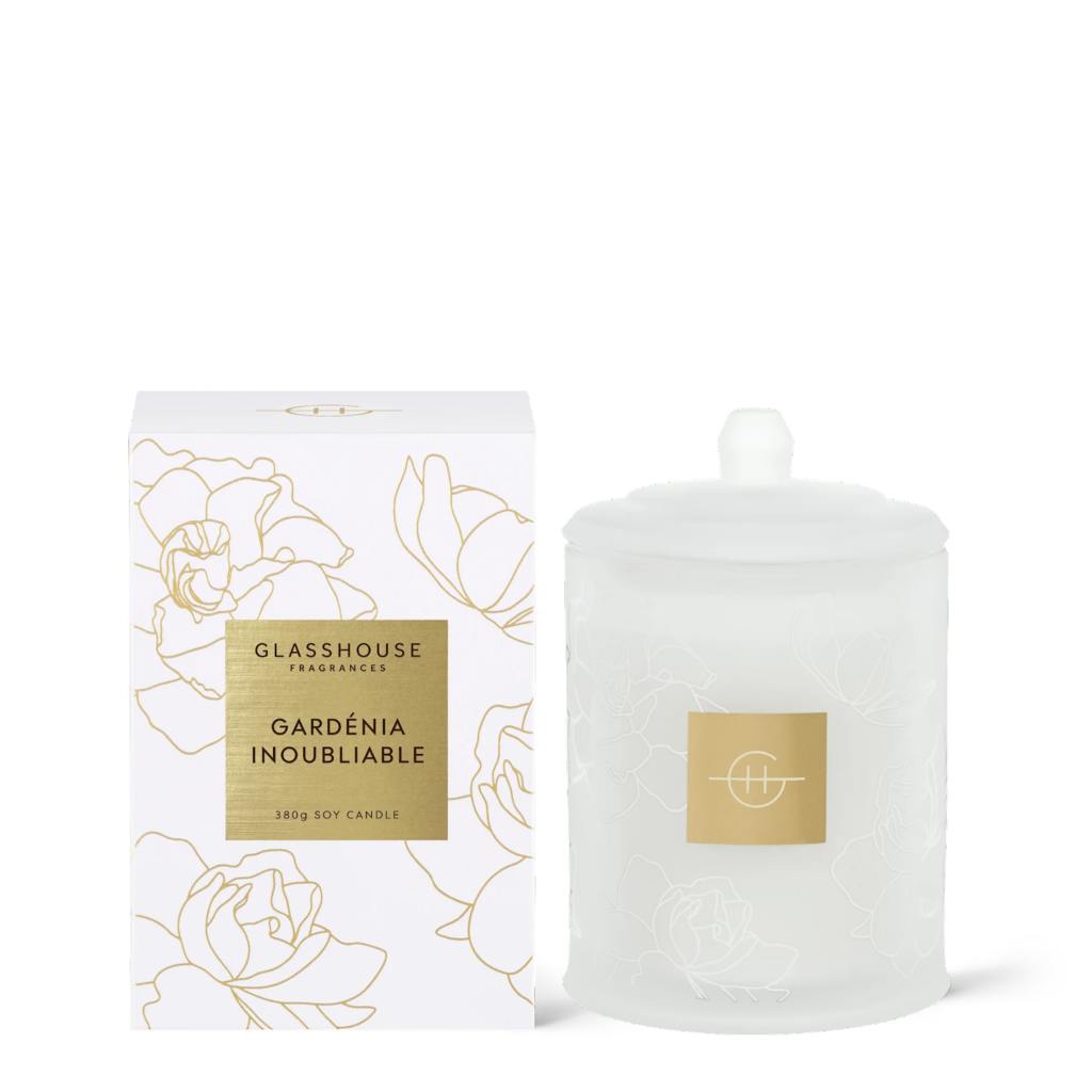 best candles for home: Glasshouse Gardénia Inoubliable Triple Scented Soy Candle