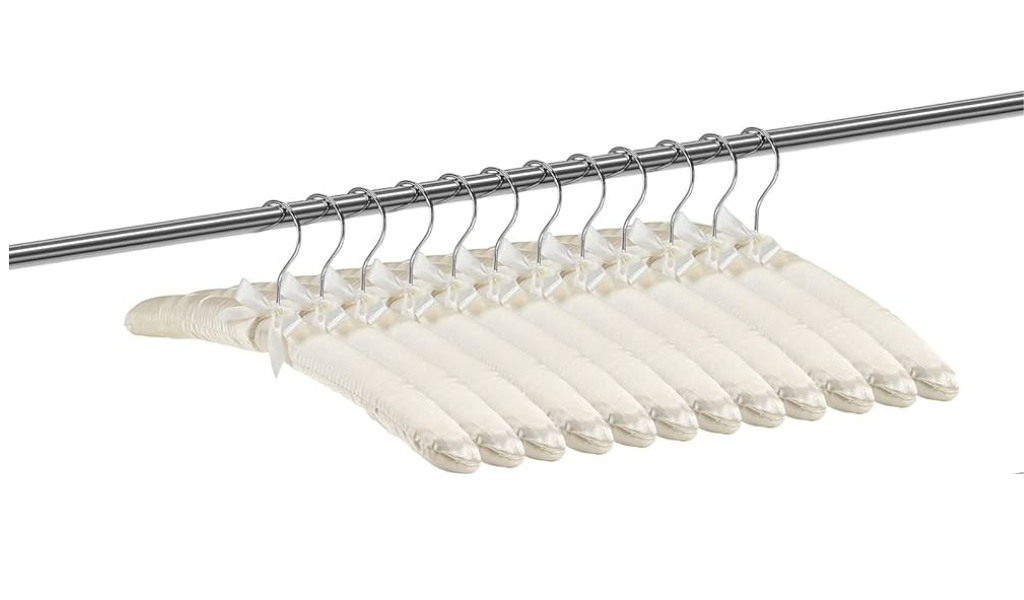 Satin Padded Silk Hangers - Ivory White - 25 Pack - Amenities Depot