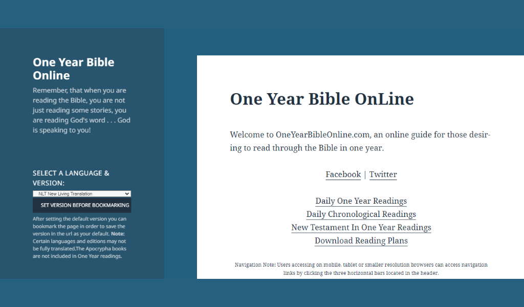 One Year Bible Online Reading Plan introduction