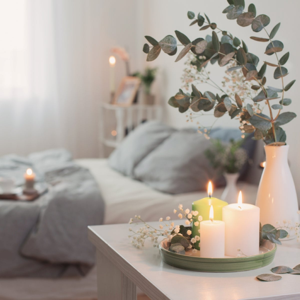 where to put candles in your home: Bedroom